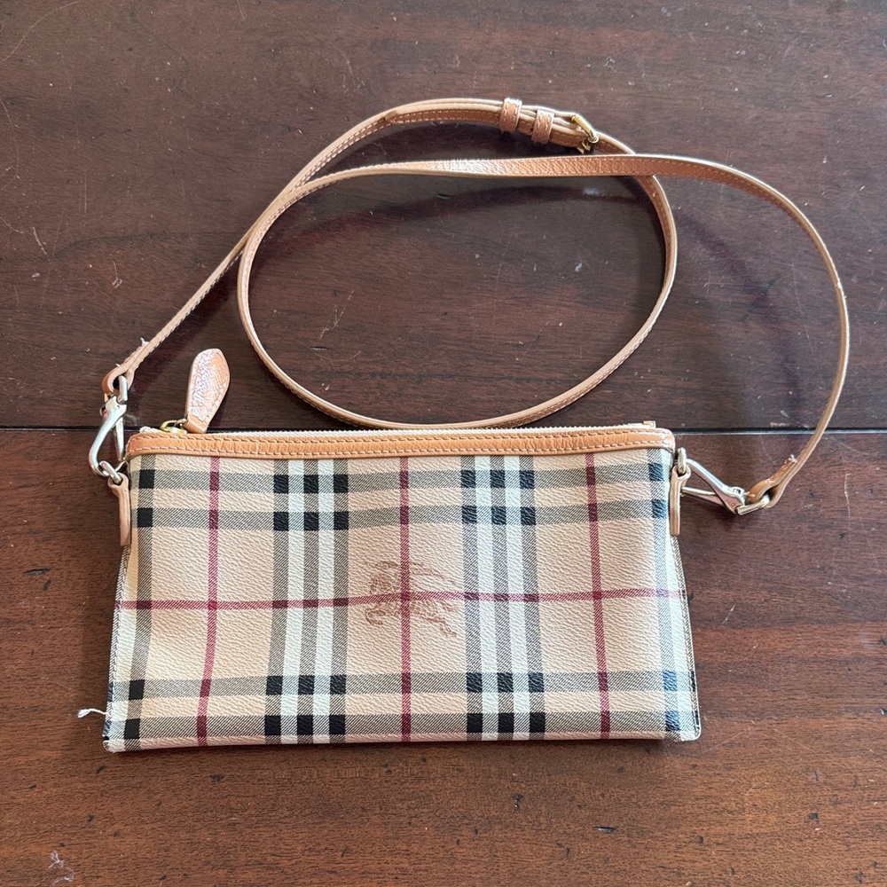 Burberry Haymarket Check Crossbody Clutch Bag